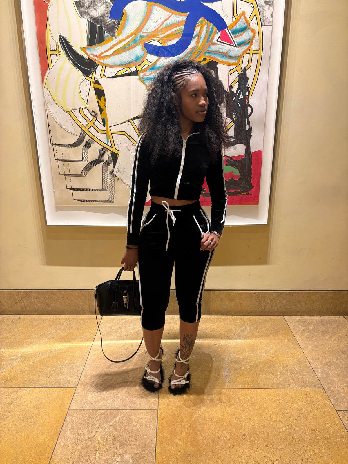 Black velvet capri 2 piece set
