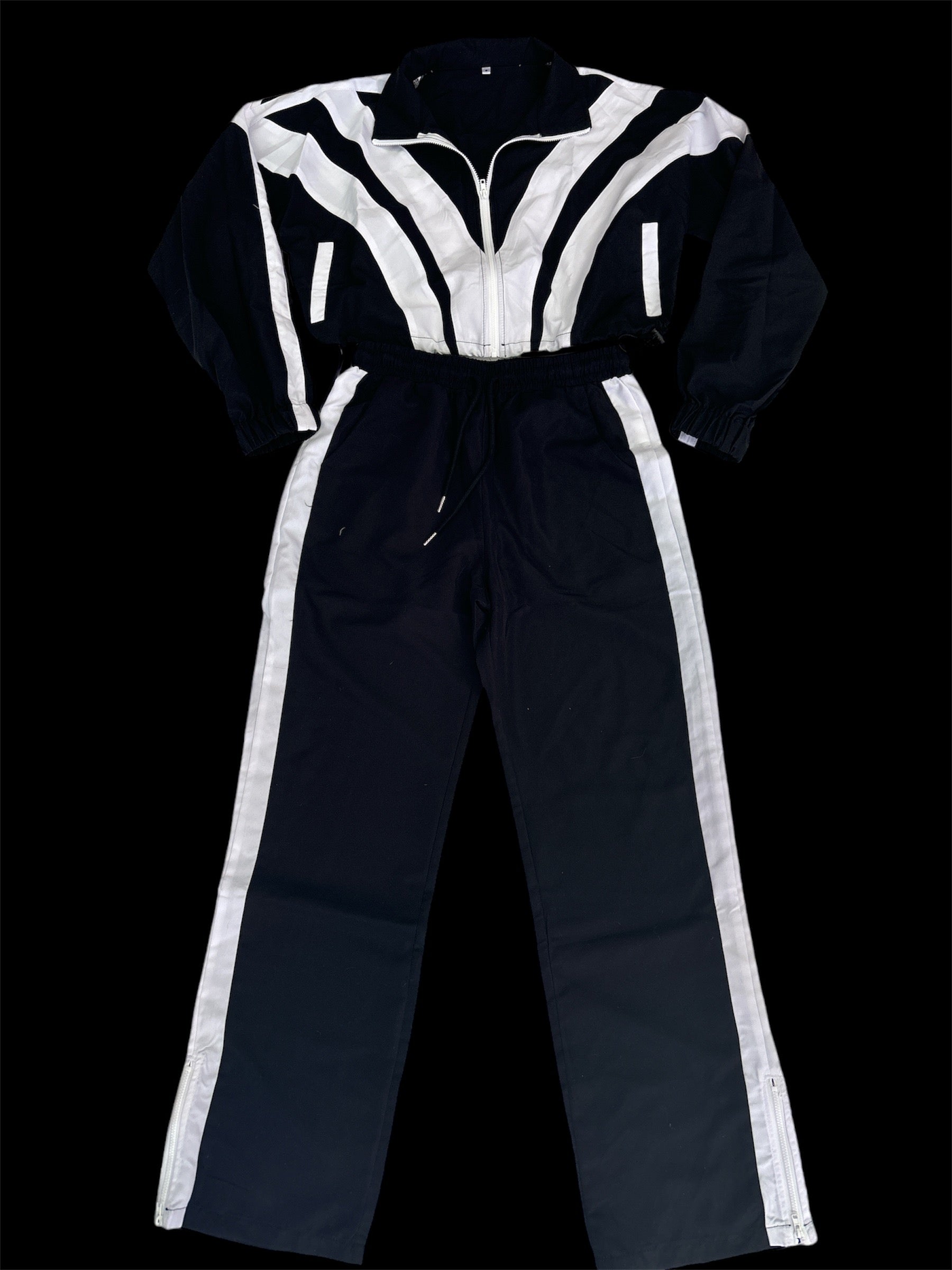 Black swishy tracksuit
