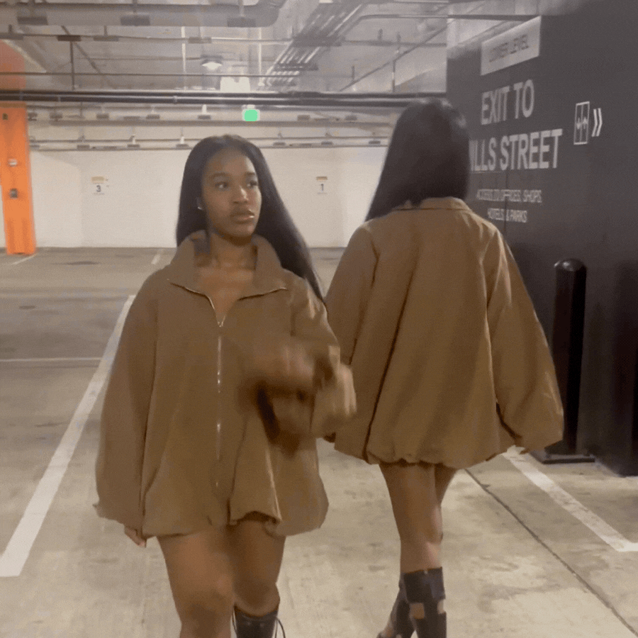 Brown puffer jacket dress