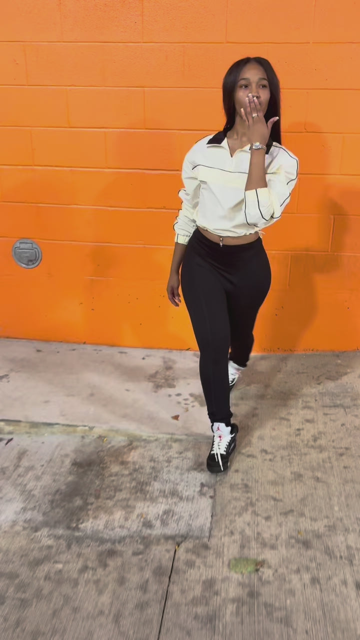 Cream and black track set