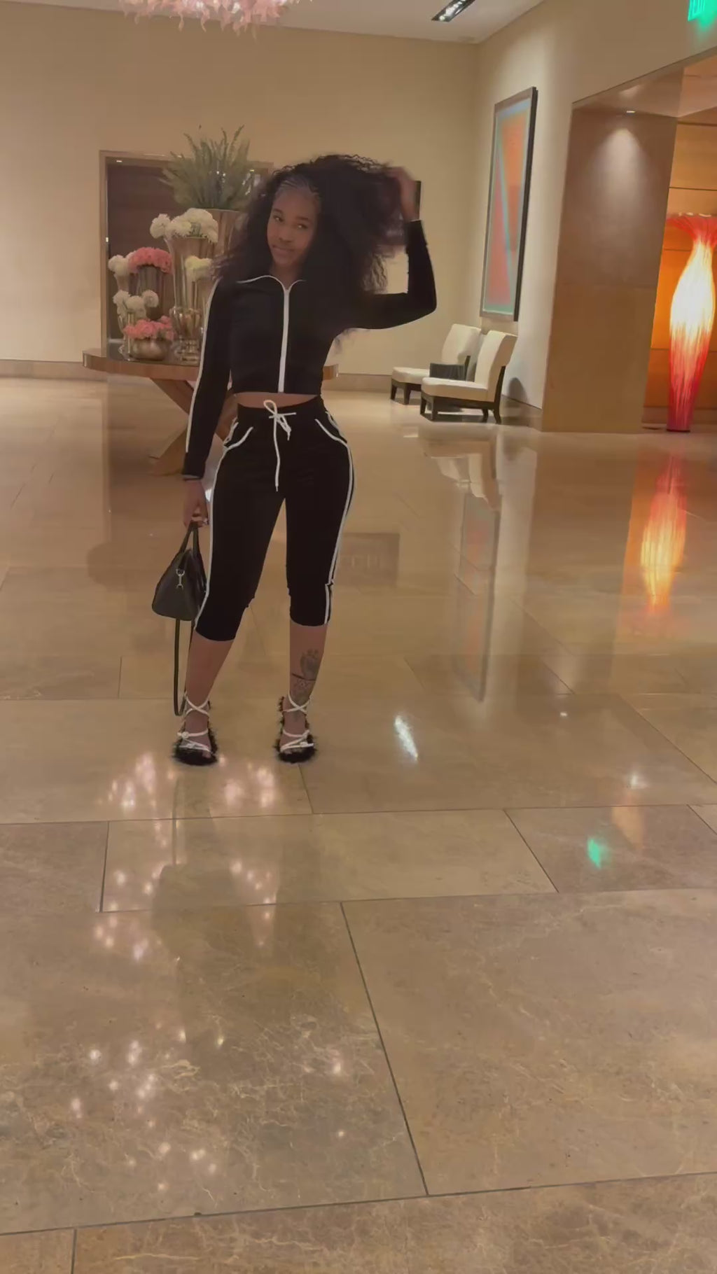 Black velvet capri 2 piece set